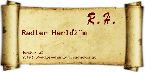Radler Harlám névjegykártya